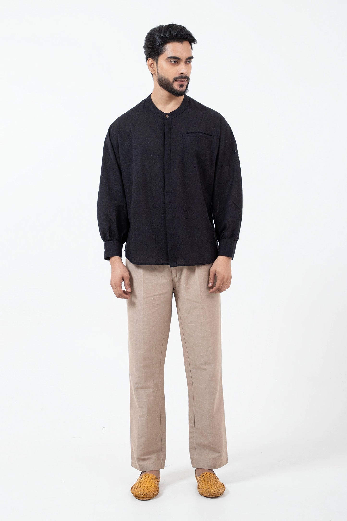 Kala Cotton Black Jaapani Kimono Shirt