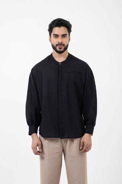 Kala Cotton Black Jaapani Kimono Shirt