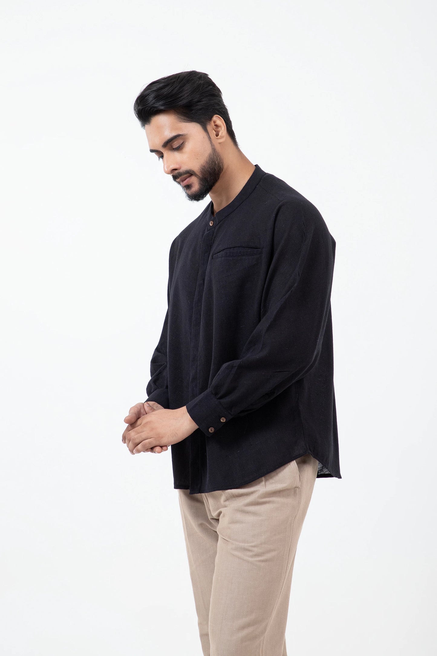 Kala Cotton Black Jaapani Kimono Shirt