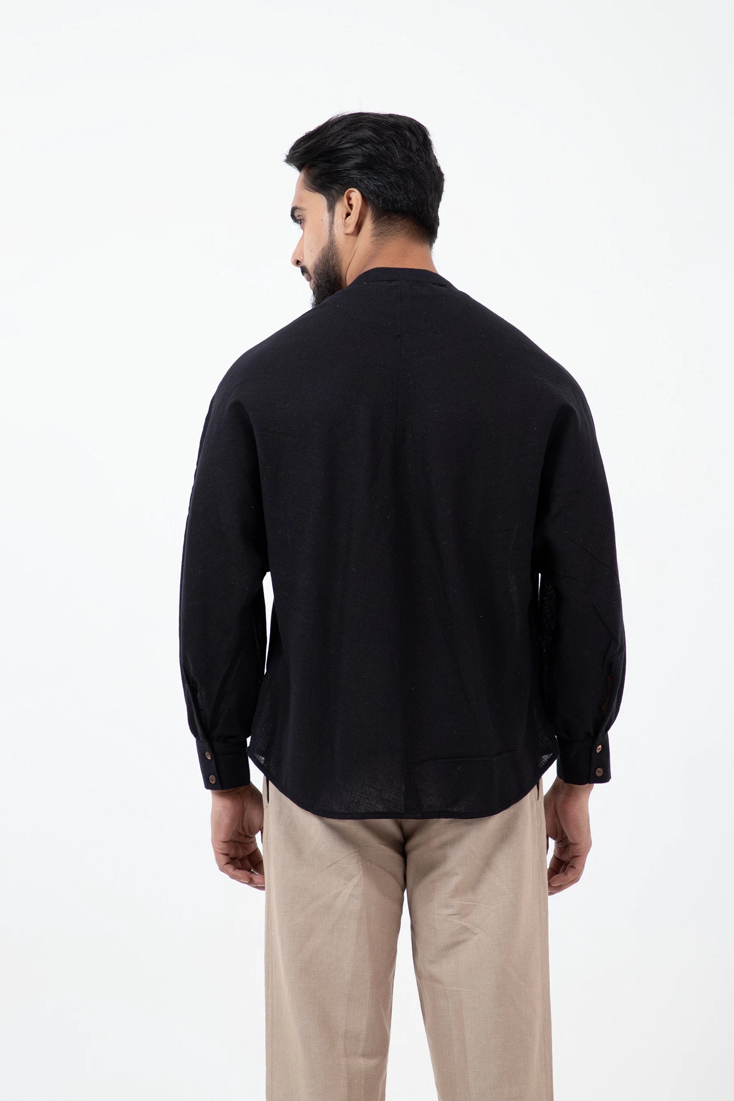 Kala Cotton Black Jaapani Kimono Shirt