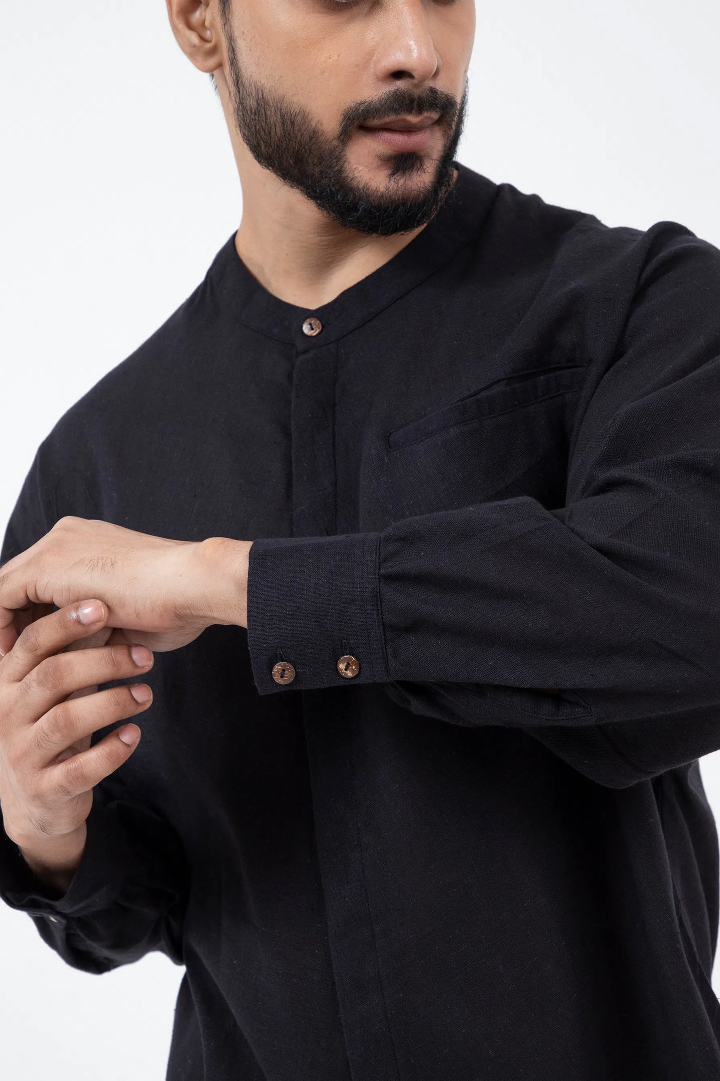 Kala Cotton Black Jaapani Kimono Shirt