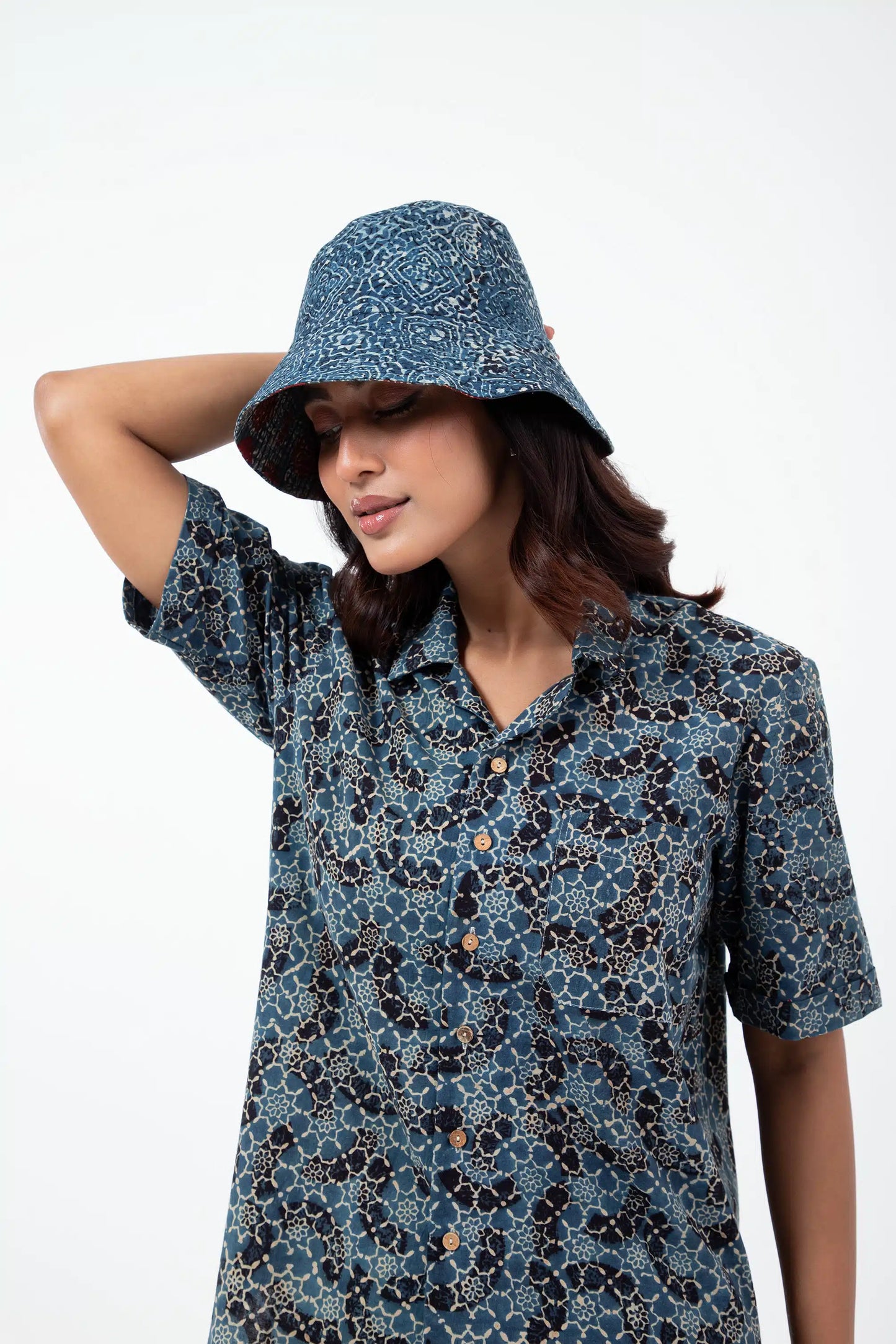 Block Printed Brushstroked Holiday Formal Shirt