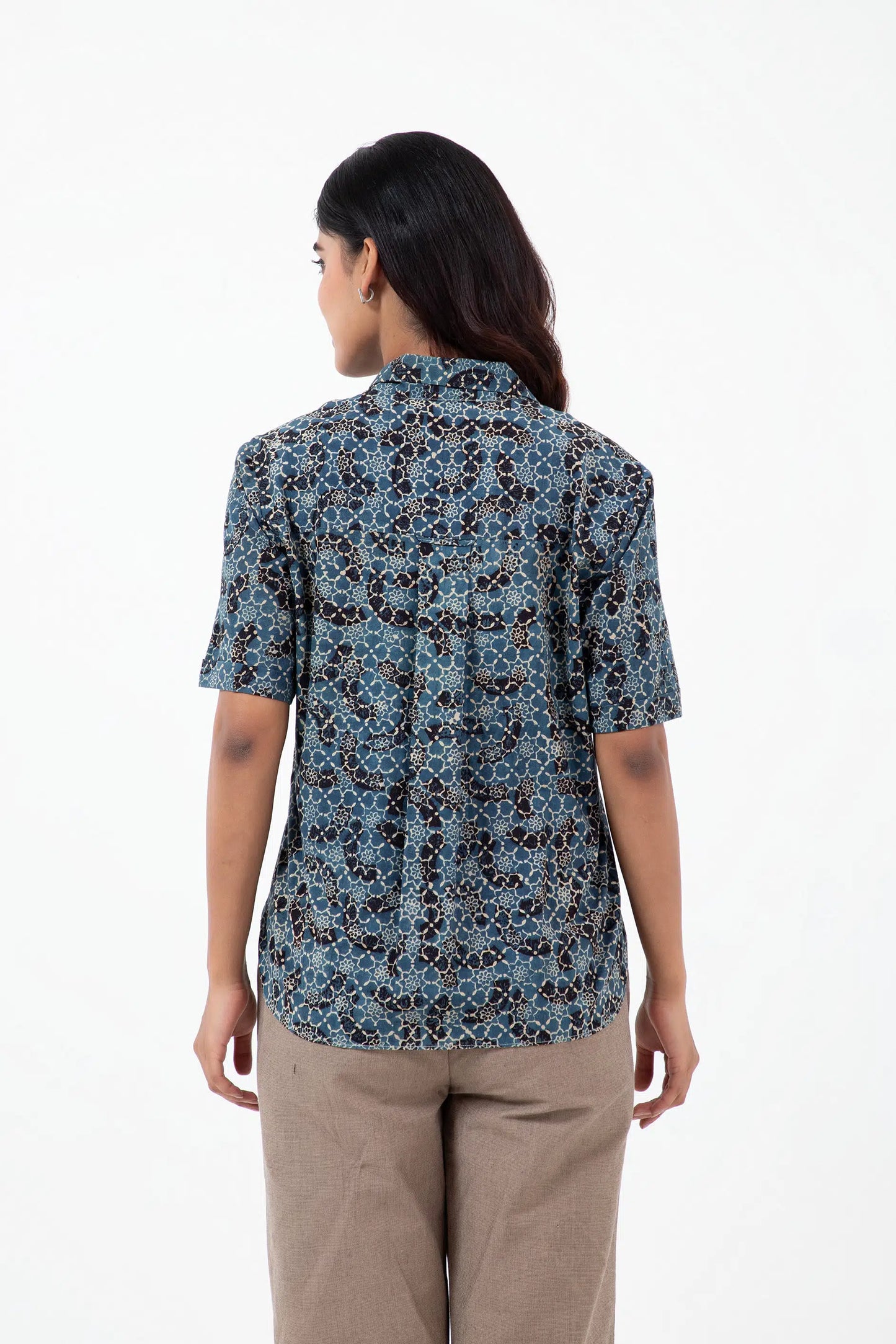 Block Printed Brushstroked Holiday Formal Shirt