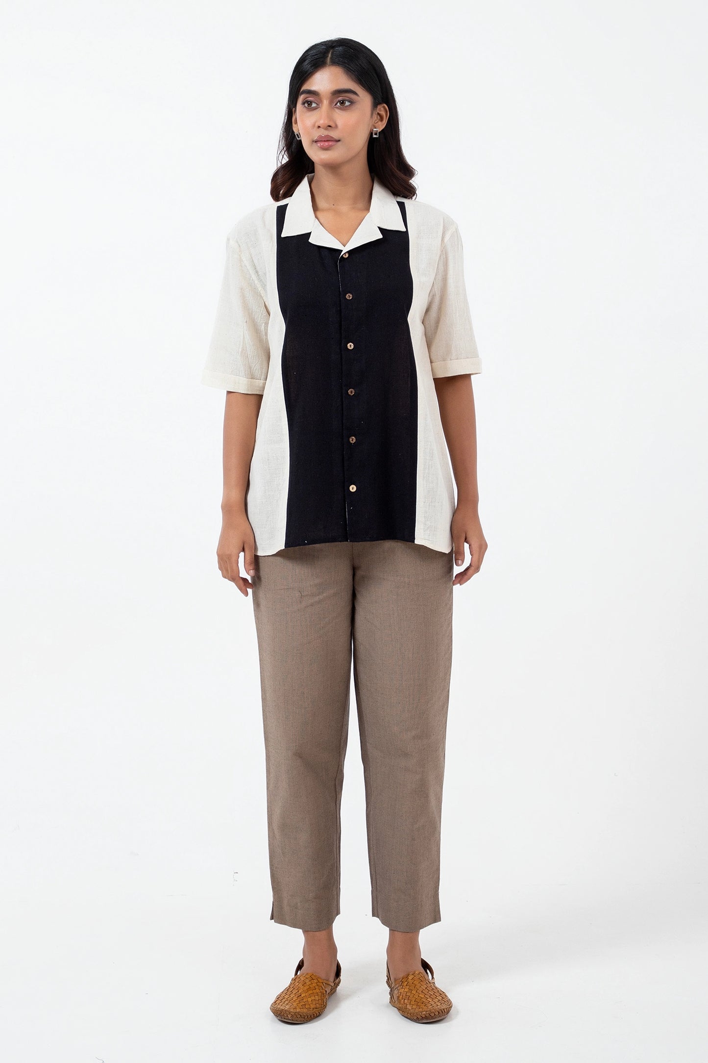 Kala Cotton BnW Panel Holiday Formal Shirt