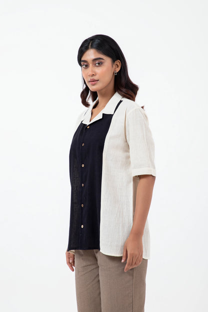 Kala Cotton BnW Panel Holiday Formal Shirt