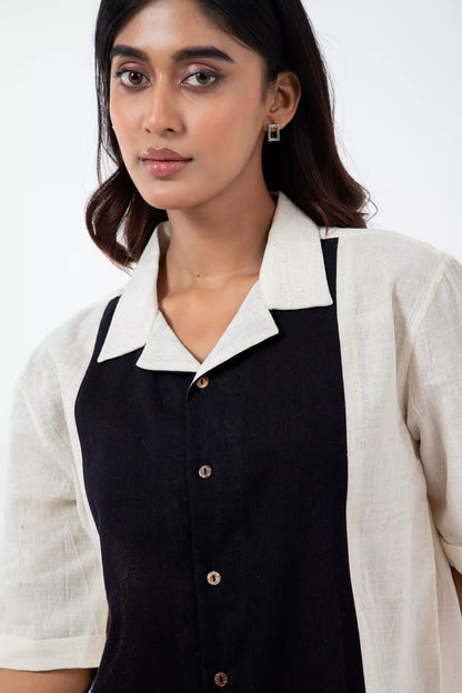 Kala Cotton BnW Panel Holiday Formal Shirt