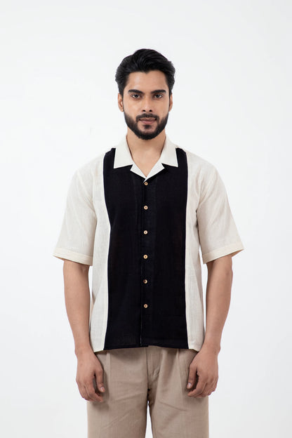 Kala Cotton BnW Panel Holiday Formal Shirt