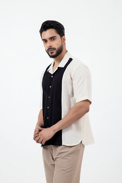 Kala Cotton BnW Panel Holiday Formal Shirt