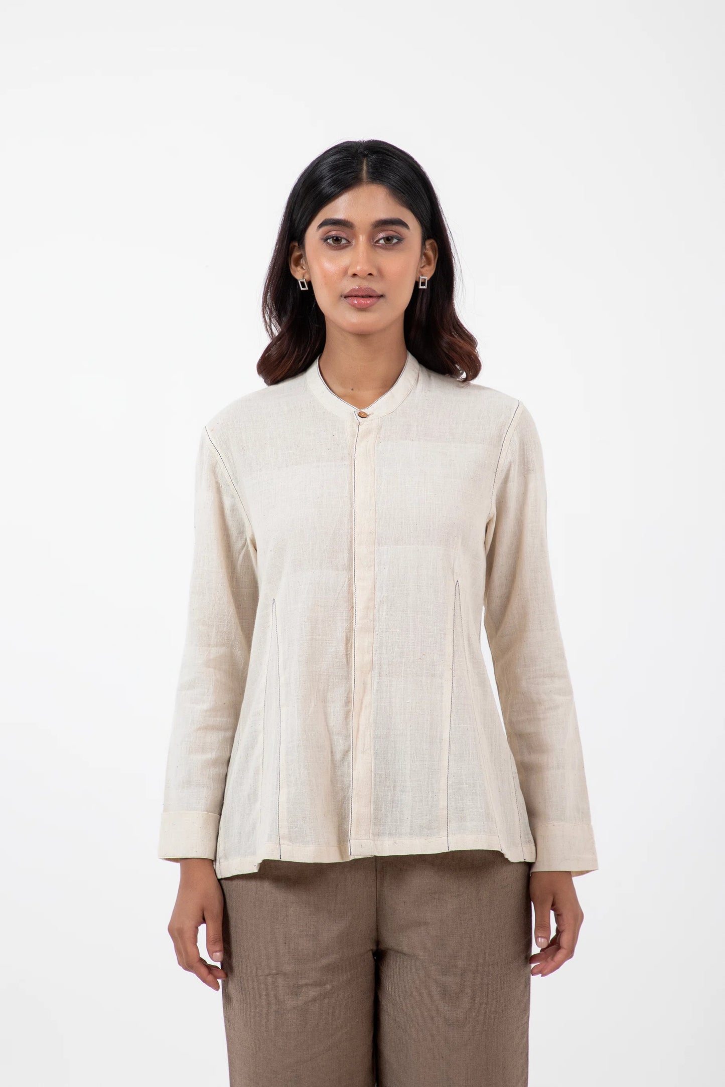 Indigo Kala Cotton Off-white Angrezi Shirt