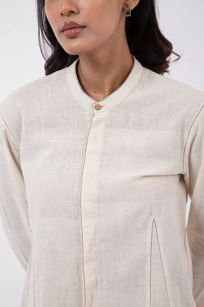 Indigo Kala Cotton Off-white Angrezi Shirt