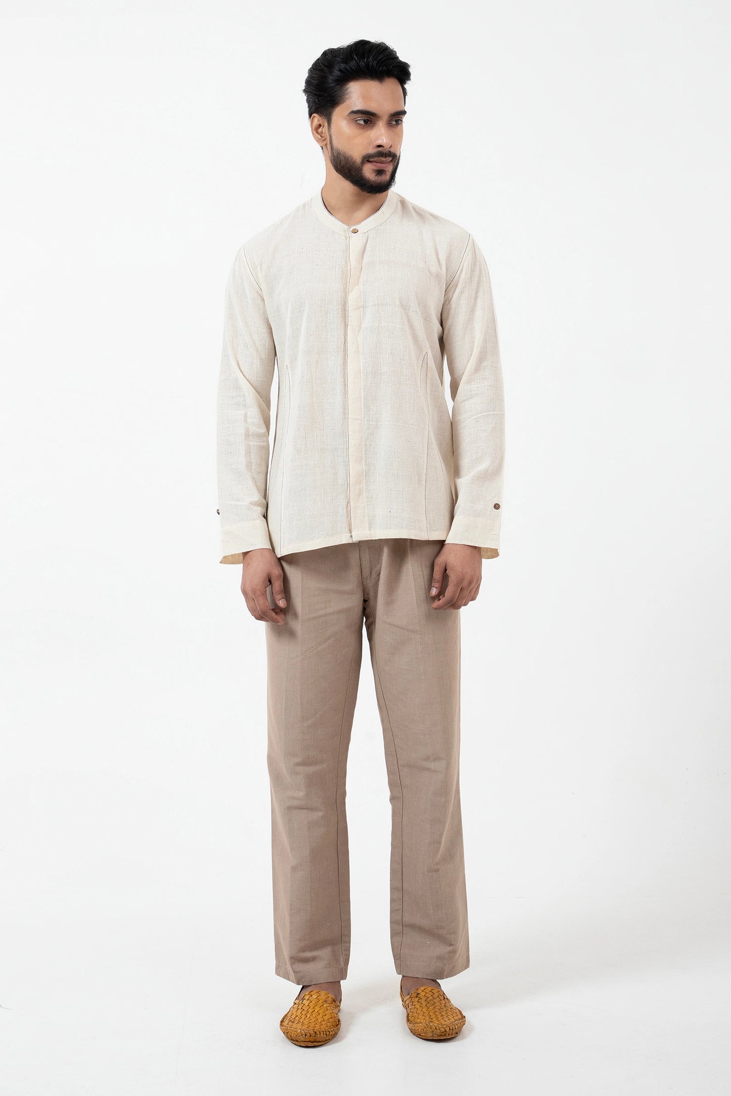 Indigo Kala Cotton Off-white Angrezi Shirt