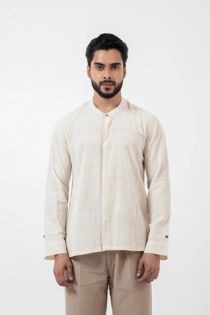 Indigo Kala Cotton Off-white Angrezi Shirt