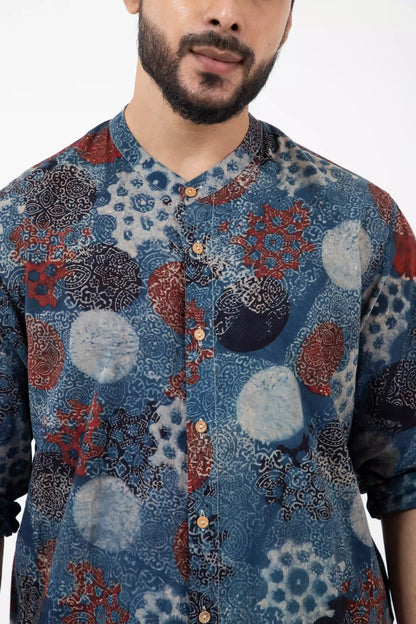 Block printed Indigo Reliable shirt