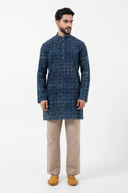 Block printed Brushstroked Short Kurta