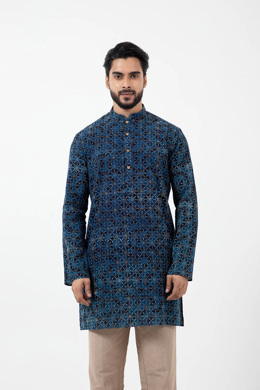 Block printed Brushstroked Short Kurta