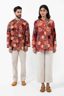 Hand block printed Ajrakh Alizarine Forever Kurta