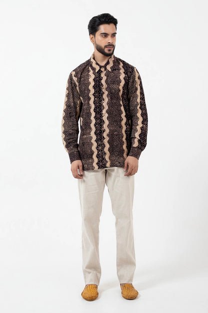 Block printed Black Waves Everywhere Shirt