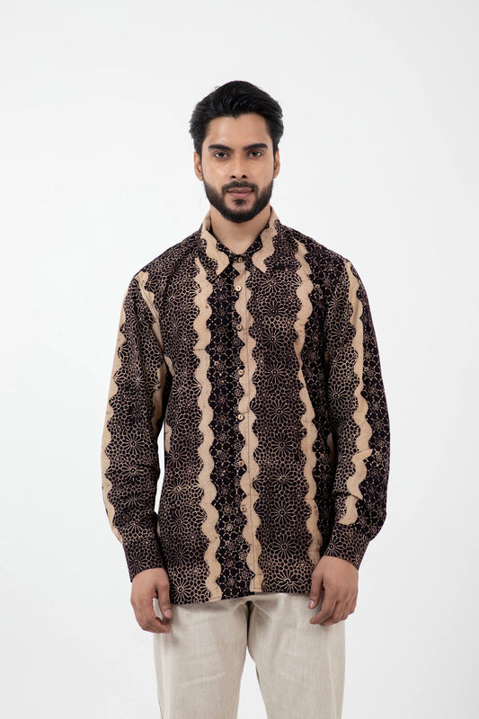 Block printed Black Waves Everywhere Shirt