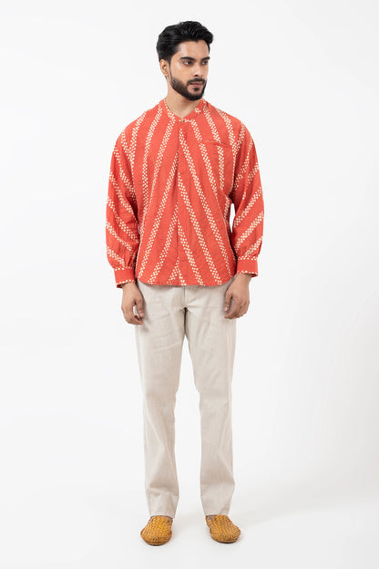 Bandhani Orange Jaapani Kimono Shirt