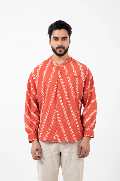 Bandhani Orange Jaapani Kimono Shirt