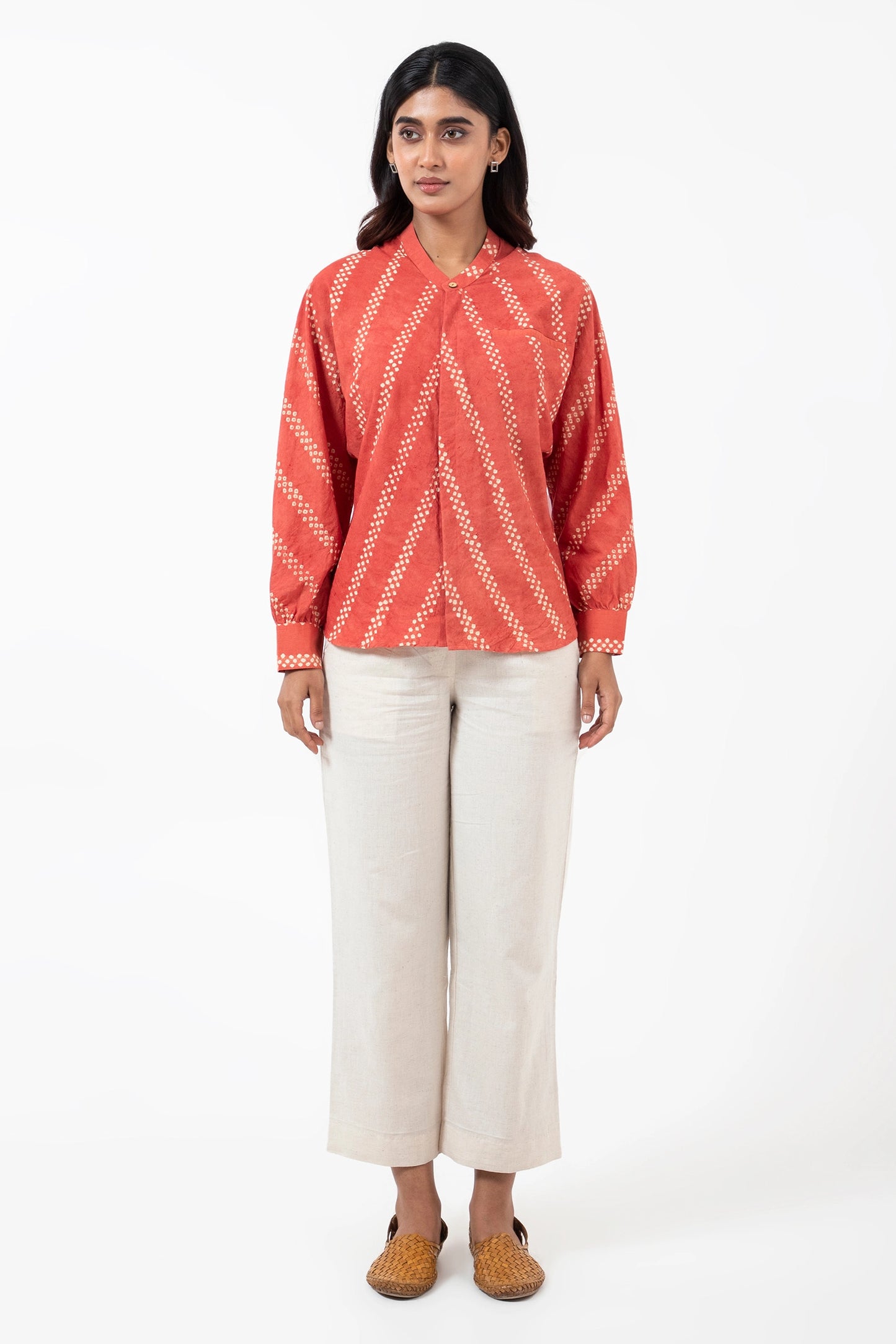 Bandhani Orange Jaapani Kimono Shirt