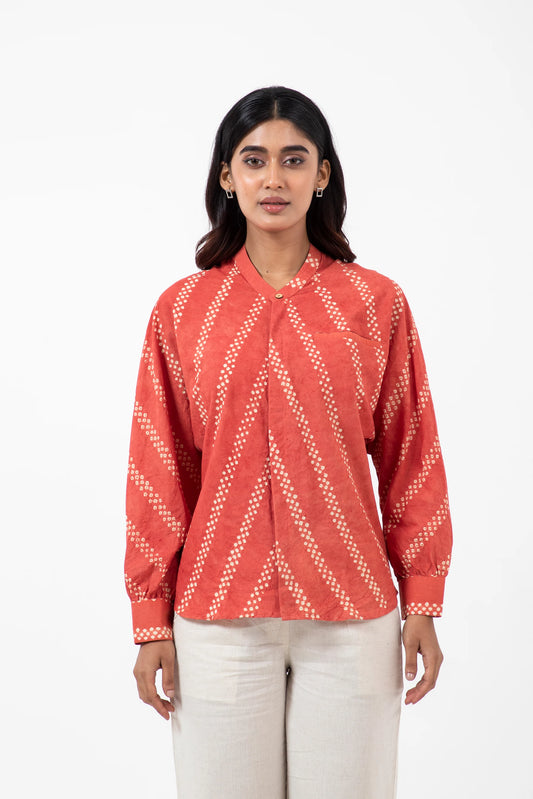 Bandhani Orange Jaapani Kimono Shirt