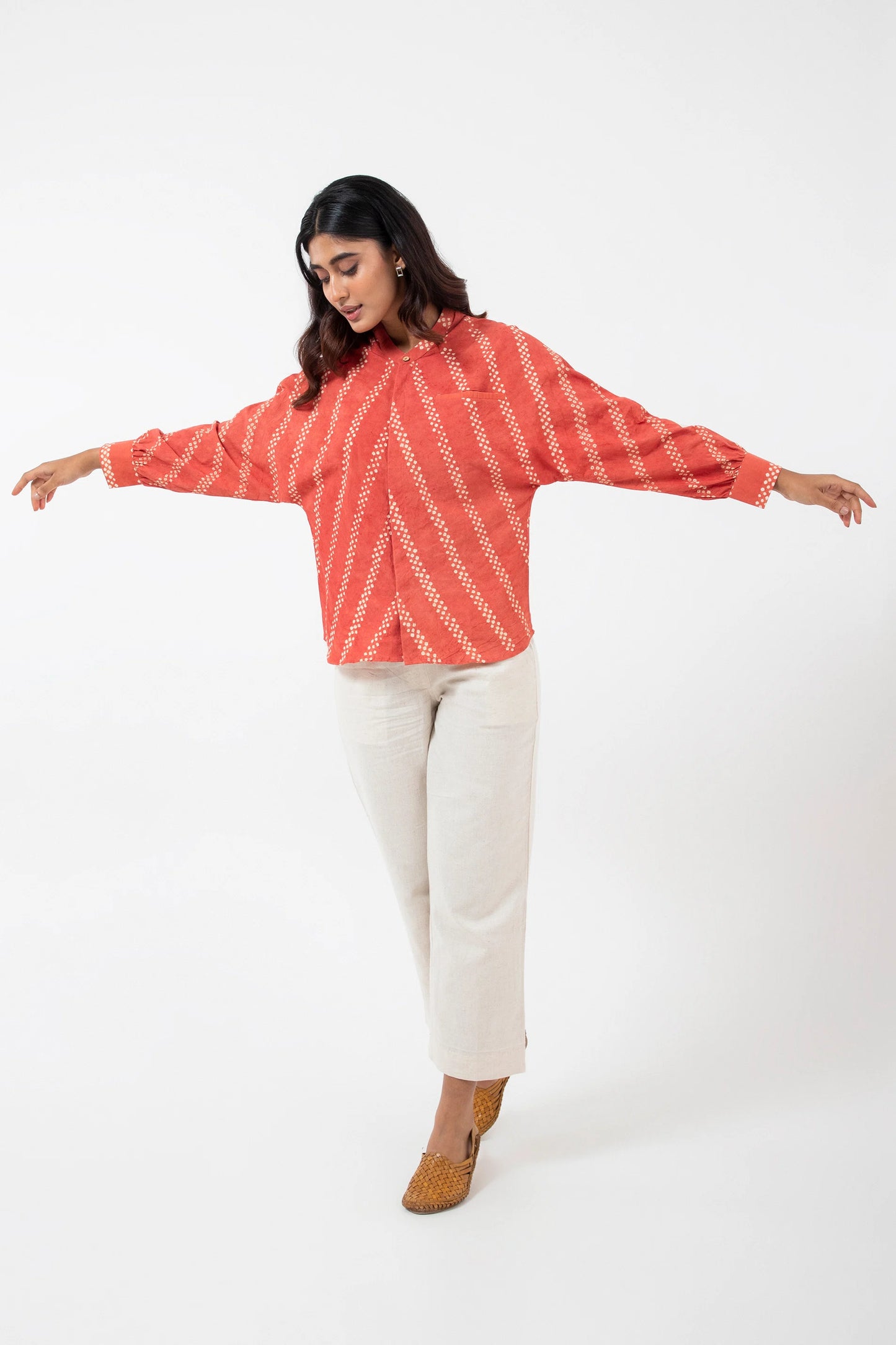 Bandhani Orange Jaapani Kimono Shirt