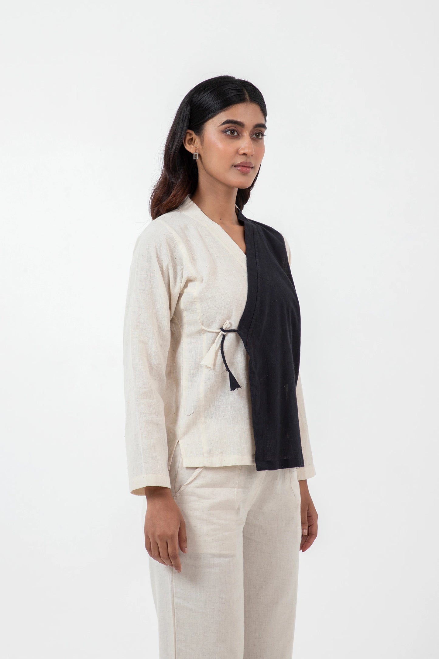 Kala Cotton B&W Overlap Mughal Shirt