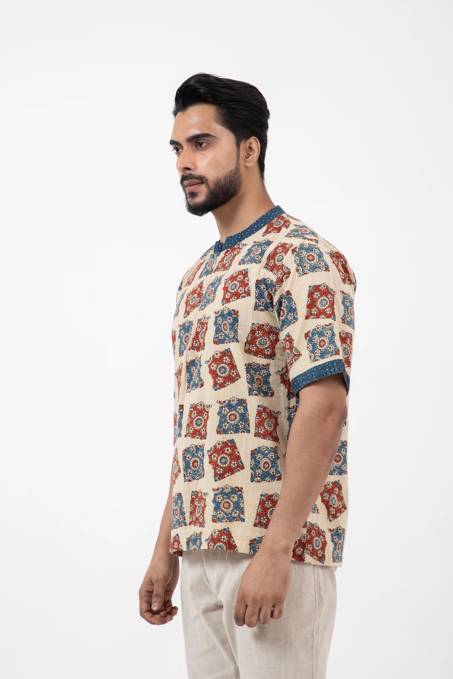 Block printed Classic half White Bunkar t-shirt