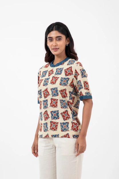 Block printed Classic half White Bunkar t-shirt