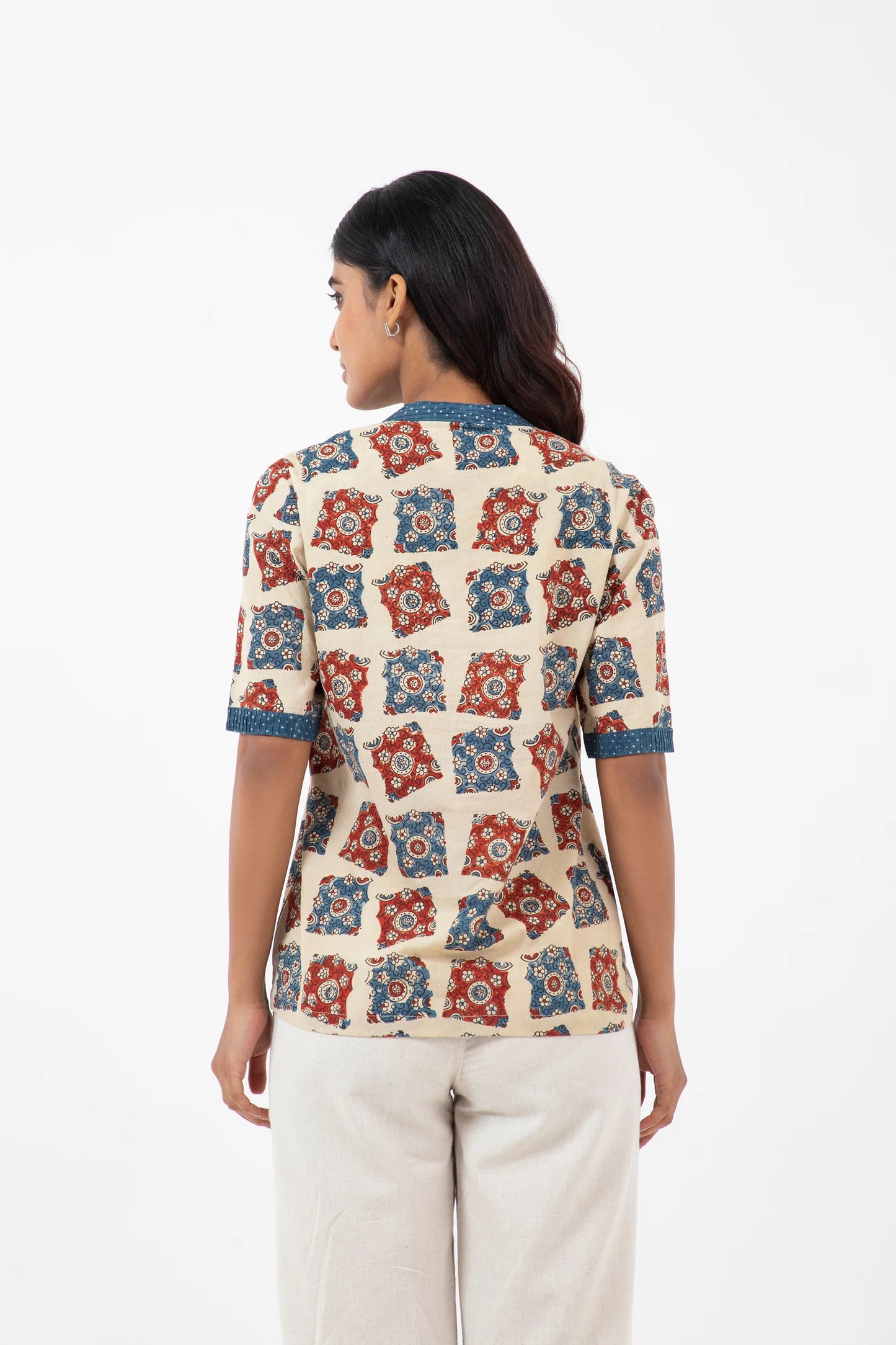 Block printed Classic half White Bunkar t-shirt