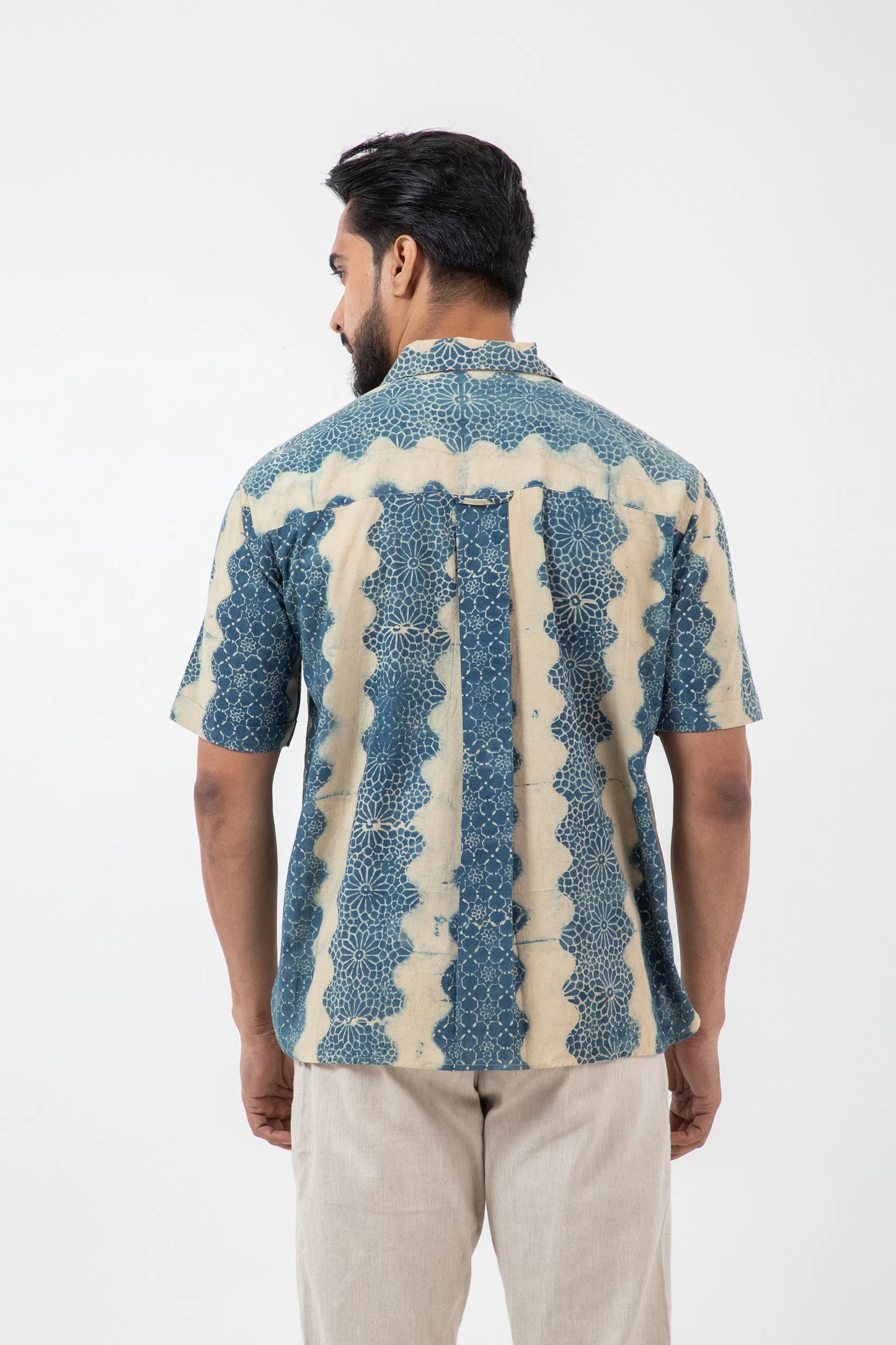 Block printed Wave Holiday Formal Shirt