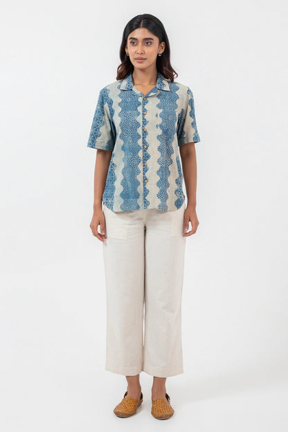 Block printed Wave Holiday Formal Shirt