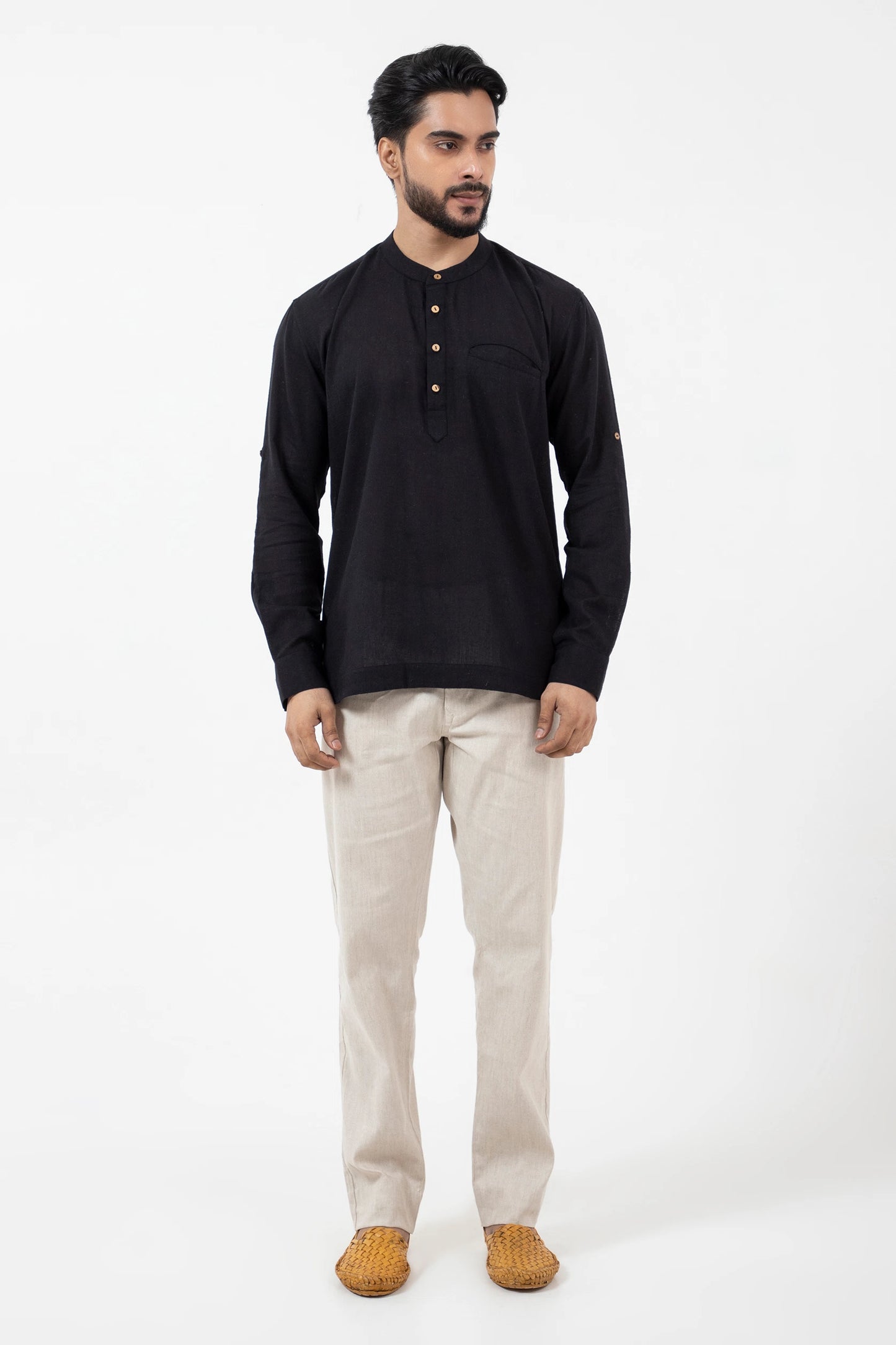 Kala Cotton Black Popover Shirt