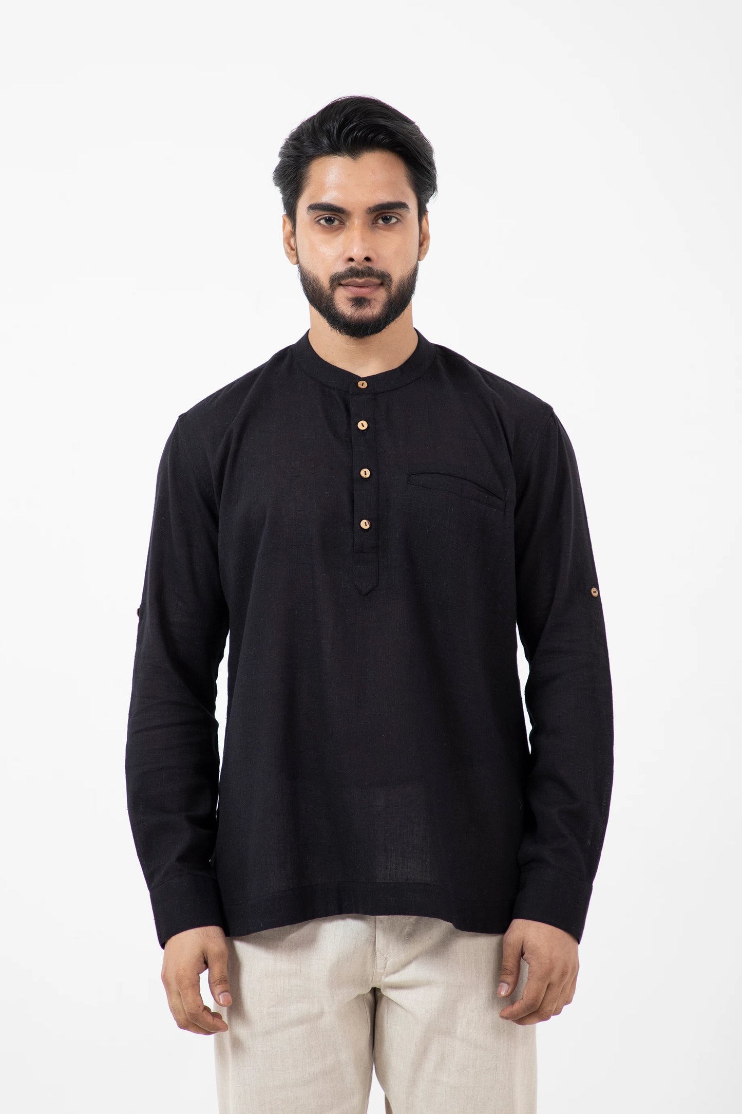 Kala Cotton Black Popover Shirt