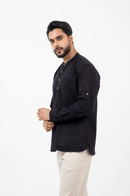 Kala Cotton Black Popover Shirt