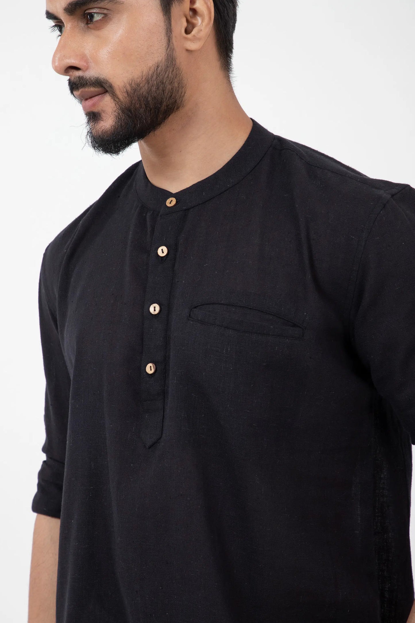 Kala Cotton Black Popover Shirt