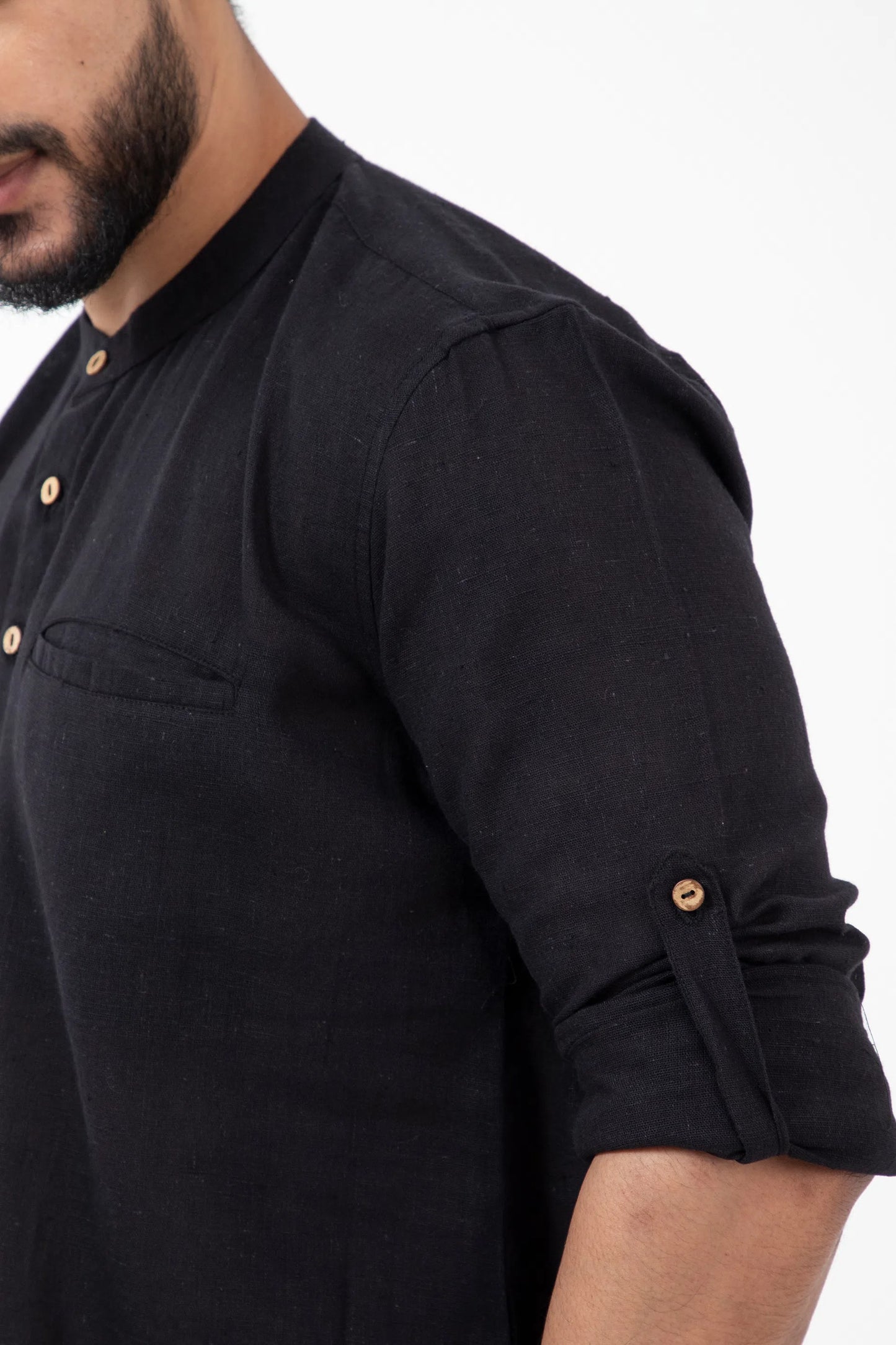 Kala Cotton Black Popover Shirt