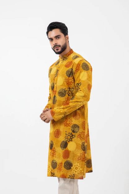 Block printed Sunshine Knee Length Kurta - Yellow