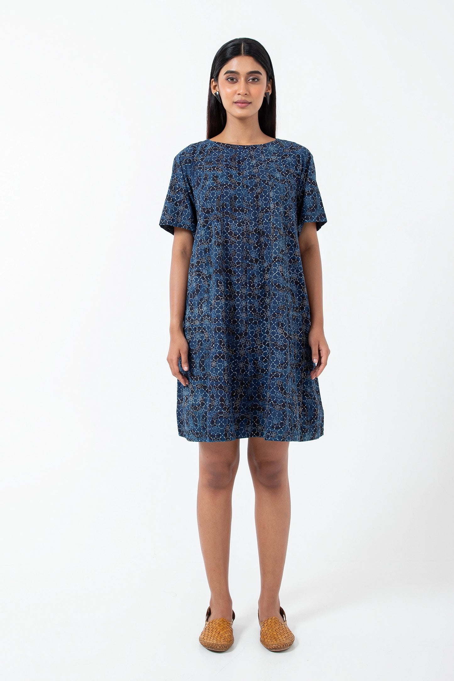 Block printed Brushstroked Zero Waste Dress