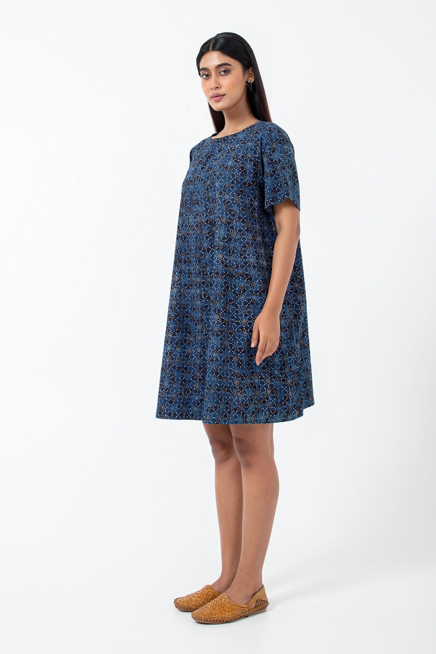 Block printed Brushstroked Zero Waste Dress