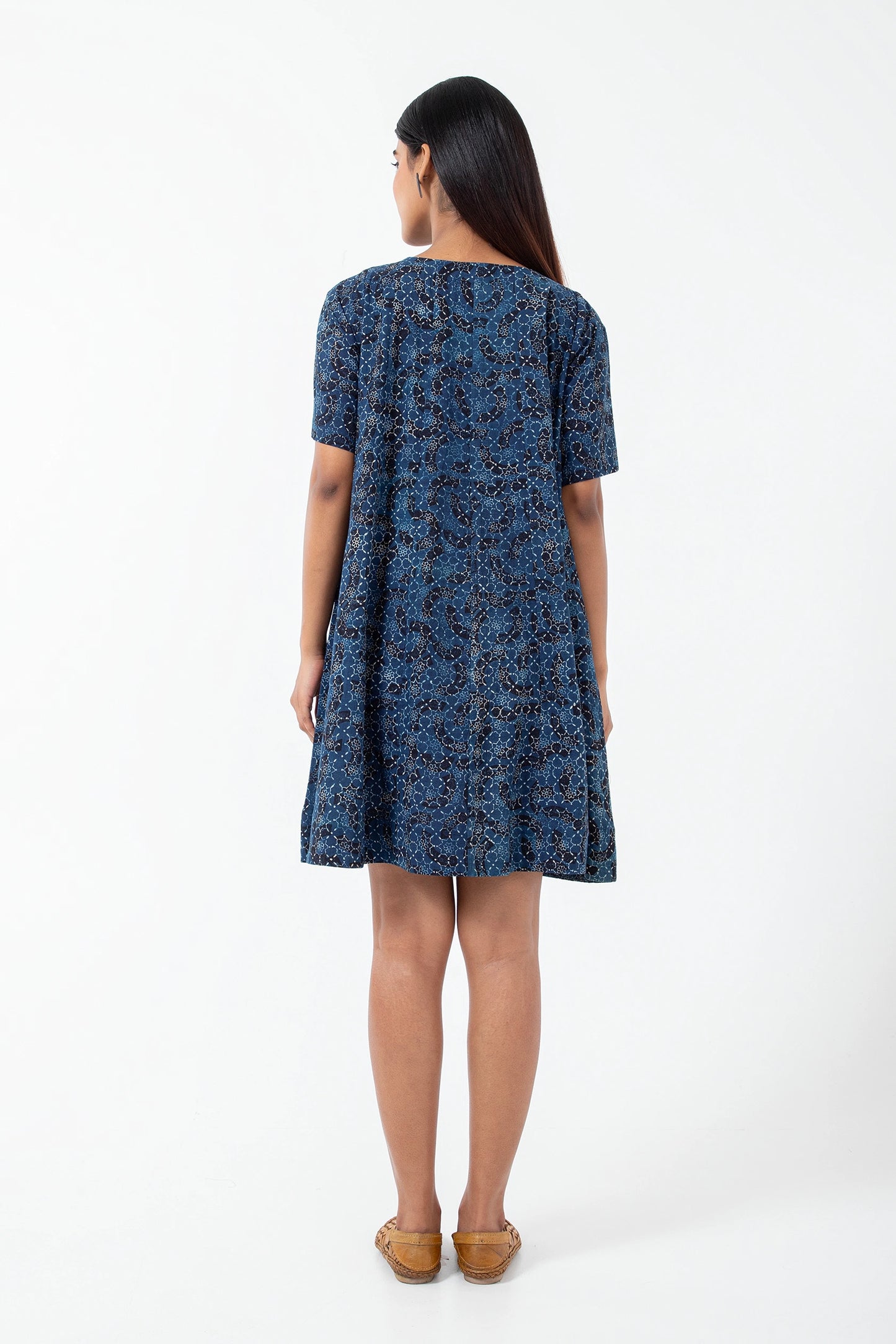 Block printed Brushstroked Zero Waste Dress