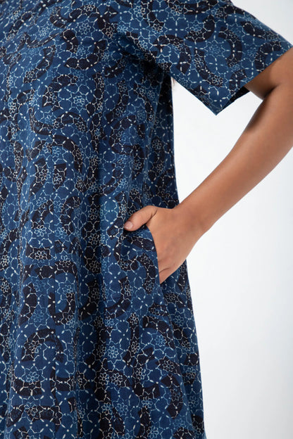 Block printed Brushstroked Zero Waste Dress