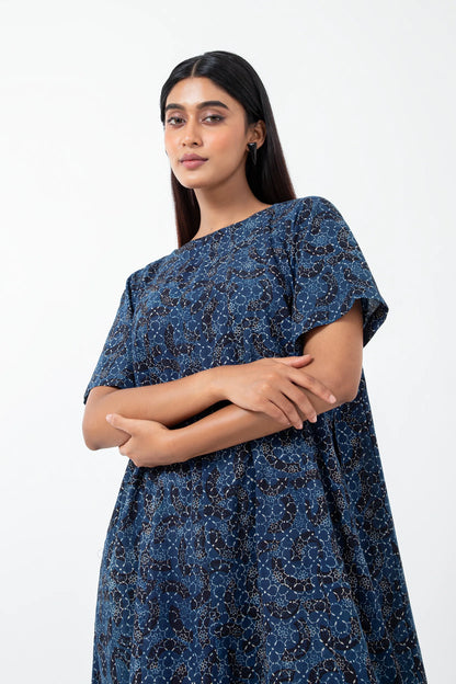 Block printed Brushstroked Zero Waste Dress