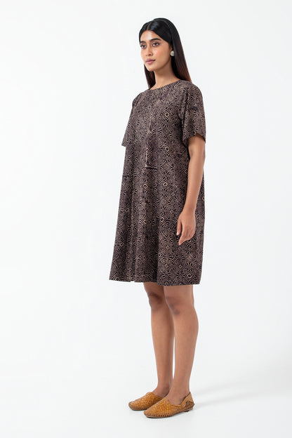 Block printed Black Skyline Zero Waste Dress