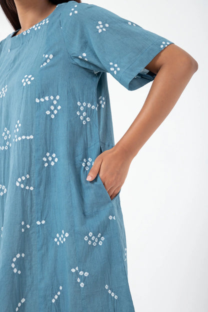 Bandhani Tribal Teal Zero Waste Dress