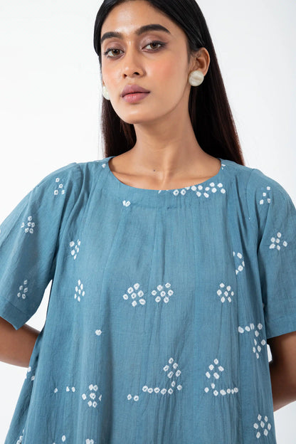 Bandhani Tribal Teal Zero Waste Dress