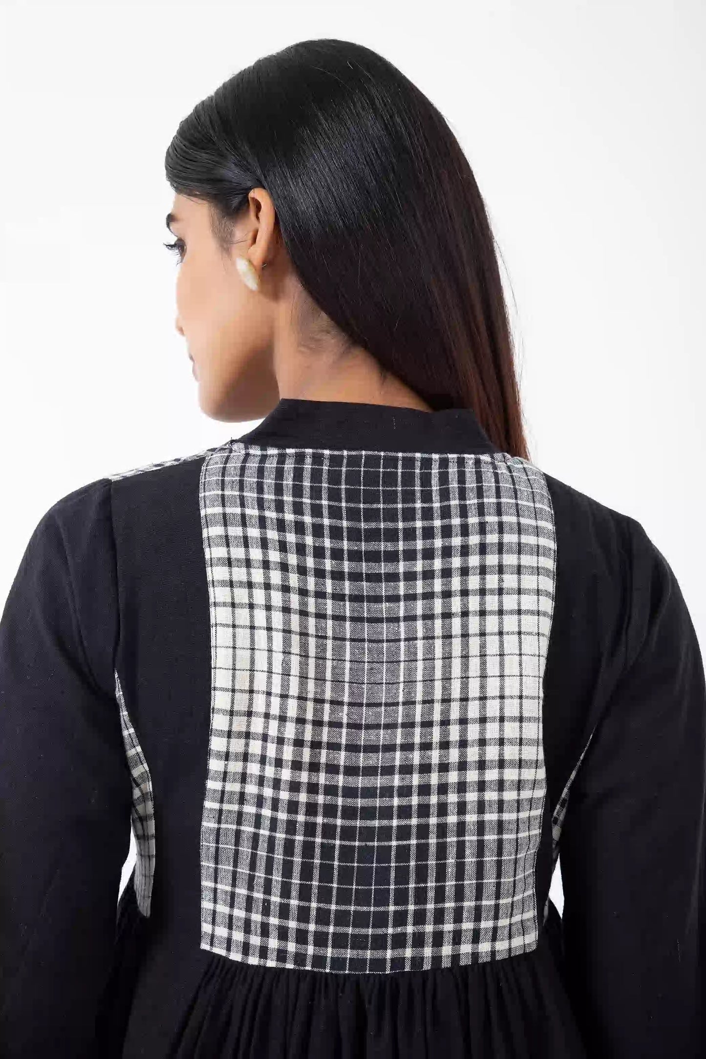 Kala Cotton Ombre Checks Black Timeless Dress