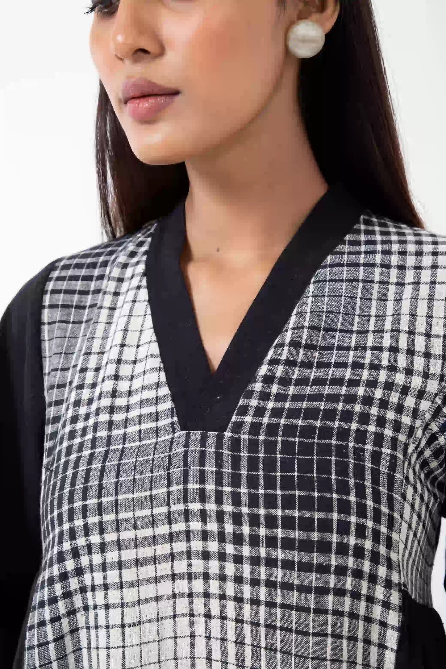 Kala Cotton Ombre Checks Black Timeless Dress