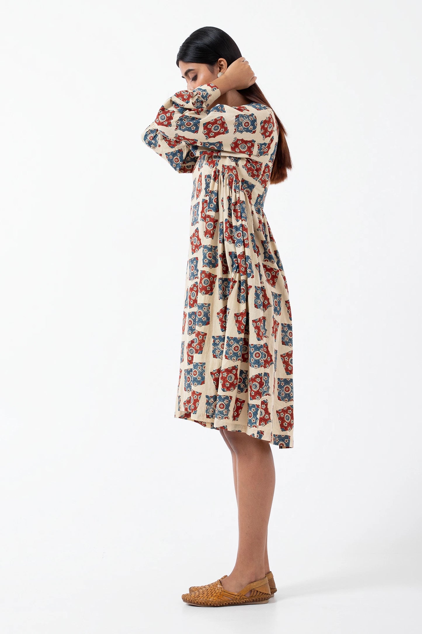 Block printed Classic half White Timeless Dress